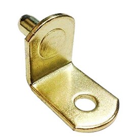 1/4" Bracket Style Cabinet Shelf Support Pegs w/Hole - Polished Brass - Pack of 25