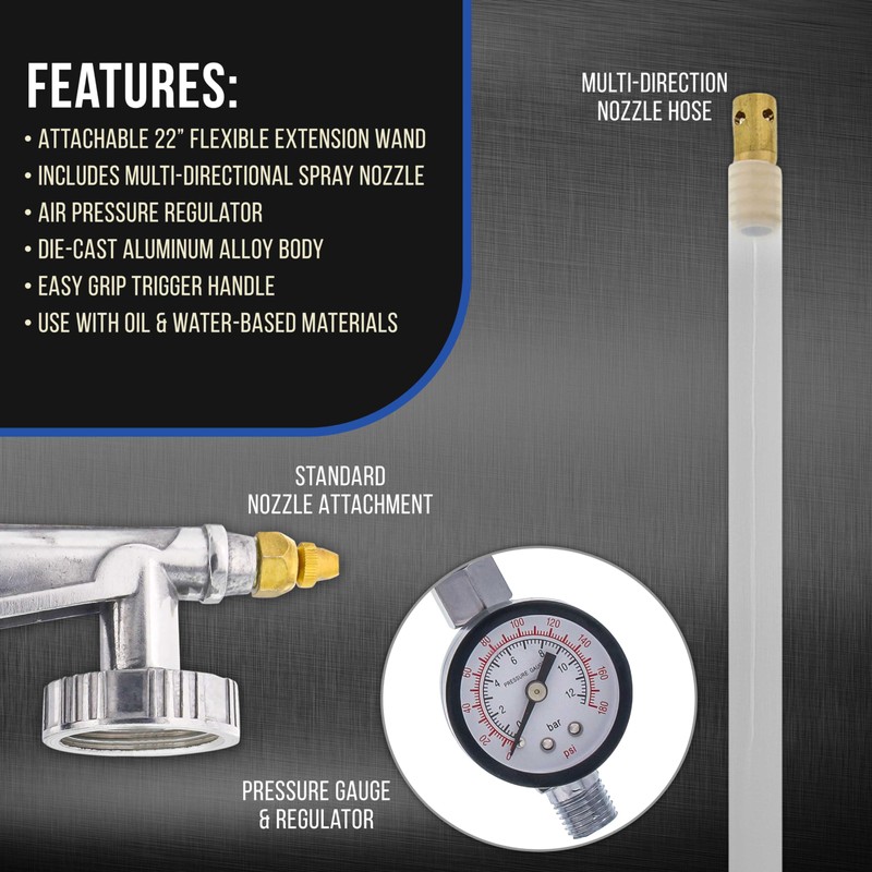 Master Elite Undercoating Spray Gun with Regulator & Flexible Extension