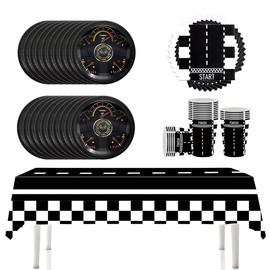 YINcrinx Racing Party Tableware.Includes plates, cups, tablecloths and napkins, suitable for racing themed decorations, children's birthdays, baby showers, up to 20 guests.