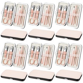 12 Sets Manicure Set Nail Clippers Pedicure Kit Stainless Steel Professional Pedicure Set Grooming Kits Nail Care Tools with Luxurious Travel Case for Nail Care (Rose Gold, 8 In 1)