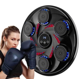 Asixxsix Smart Music Boxing Machine, Wall Mounted Electronic Boxing Machine with Boxing Glove, Rechargeable Bluetooth Boxing Music Workout Machine for Adult Gift, Home, Gym, Garage