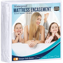 Utopia Bedding Zippered Mattress Encasement Sleeper Sofa Queen - 100% Waterproof and Bed Bug Proof Mattress Protector - Absorbent, Six-Sided Mattress Cover