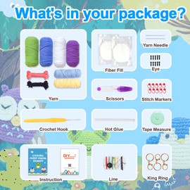 Esportic Crochet Kits for Beginners Adults, Crochet Animal Kit, Knitting Starter kit for Adults with Yarn, Eyes, Crochet Hook, Step-by-Step Instruction and Video Tutorial (B)