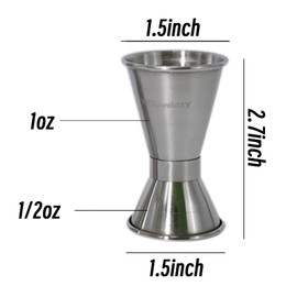 YR Rowelaxy cocktail jigger，double-sided jigs made of stainless steel, 1 oz&1/2 oz （2PCS） Precise Bartender Tool for Cocktail Shaker Sets,jigger for bartending, Home Bars & Mixology