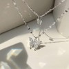 925 Sterling Silver Butterfly Necklace for Women Double Layer Clavicle