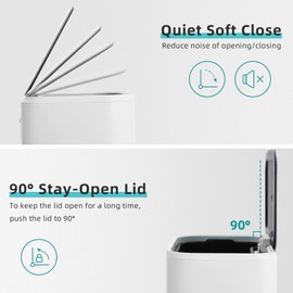 GarveeHome Kitchen Trash Can, 8 gal Stainless Steel Garbage Can with Soft Close Lid Foot Pedal & Removable Inner Bucket, Rectangular Step On Waste Bin for Home Office Living Room (Matte White)