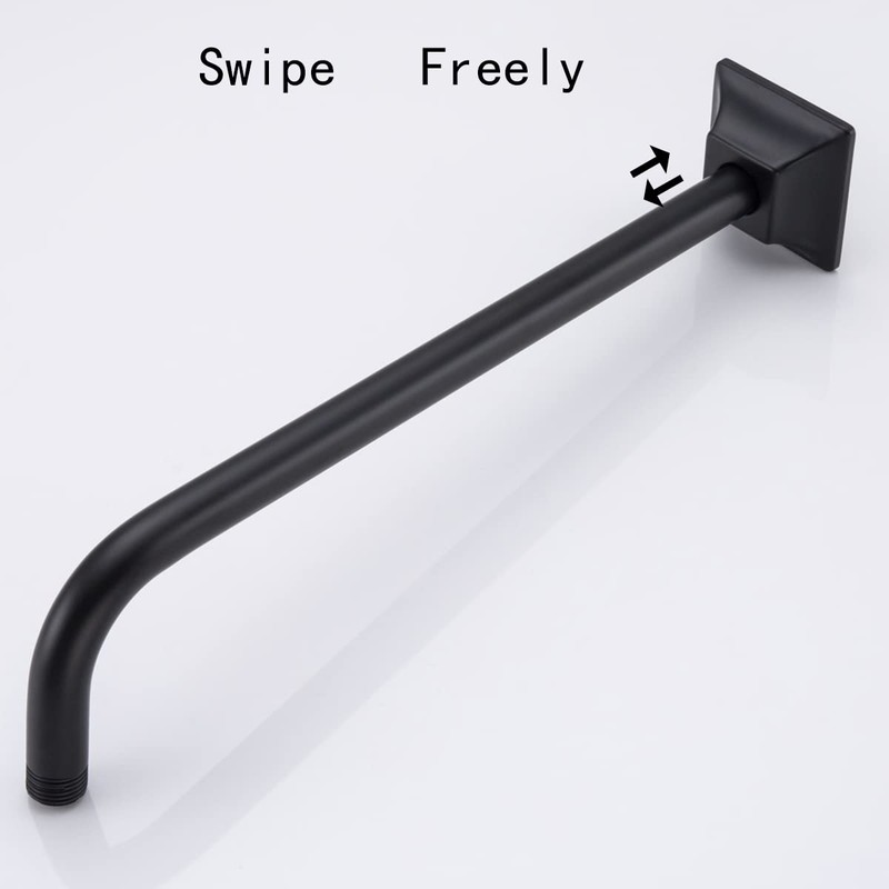 SEABEFORE 16" long sweep shower arm Wall Mounted Black shower
