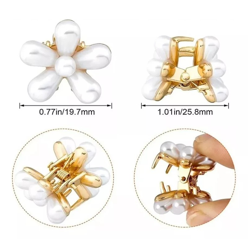 TO 10 Clips De Garra Pelo Con Perlas Pequeñas Diseño