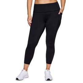 RBX Plus Size Ankle Length Leggings for Women, Solid Squat Proof 7/8 Yoga Leggings with Pockets 7/8 Jet Black 2X