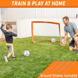 GoSports Team Tone 4 ft x 3 ft Portable Soccer Goal for Kids - Pop Up Net for Backyard - Orange