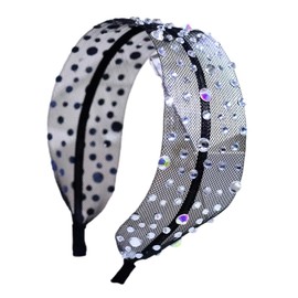 J's select Women's Party Dance Headband, Hair Accessory, Black, Rhinestone