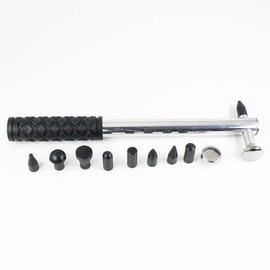 PDR Tools,Length 310mm, Head 9mm, 9 Pieces Plastic and 1 Pcs Steel Variable Head Hammer, Rubber Covered Handle, Kits