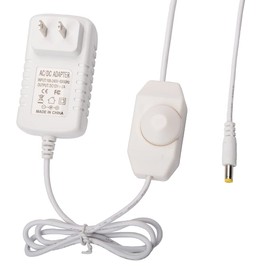 Scpopfer DC12V 2A Plug-in Dimmer Switch 110-240V AC to DC Converter Power Supply Adapter Wall Plug Dimming Switch ON/Off for Dimmable Lights RGB LED Strip Table Lamps (White)