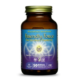HEALTHFORCE SUPERFOODS Friendly Force - 120 VeganCaps - Probiotic  Whole Foods Supplement - Digestive, Immune  Microbiome Support - Vegan, Gluten...  