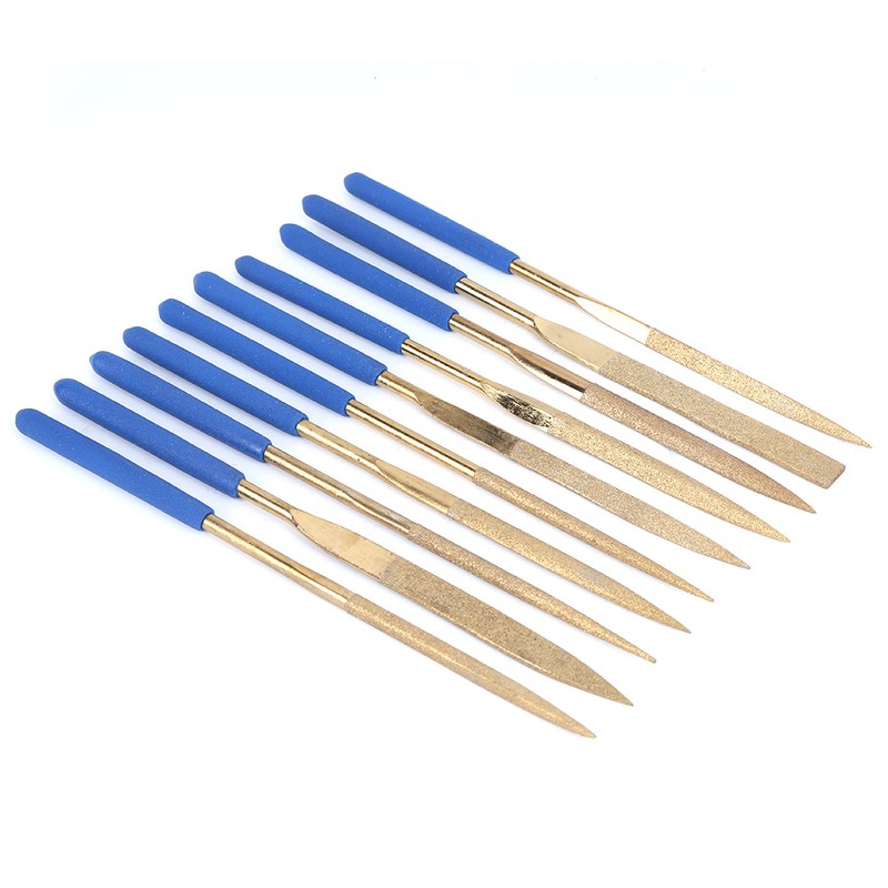 10Pcs Set 5x180mm Titanium Plated Steel Diamonds Needle Files Kit