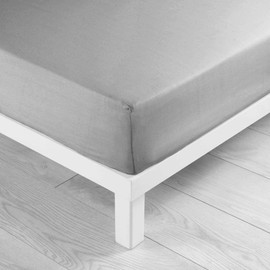 Douceur d'Intérieur Single Fitted Sheet, Polyester, Light Grey, 90 x 190 cm