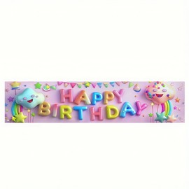 BlissYard Birthday Backdrops 78 x 17 Inch Rainbow and Cloud Birthday Banner for Outdoor Party Decorations Fence Cover Rainbow Birthday Decorations Rainbow Birthday Party Supplies for Girls and Kids
