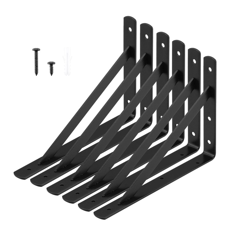 Heavy Duty Shelf Brackets 12 x 8 inches, 6 Pack