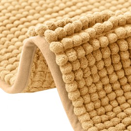 flintronic Non-Slip Bath Mat, 40 * 60 cm Chenille Bath Mat, Soft and Comfortable Bathroom Mat, Super Absorbent Fluffy Bath Mats for Bathroom, Machine, Washable Quick Dry-Camel