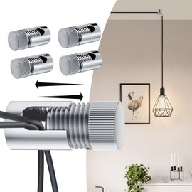 PEESIN 4 Pcs Ceiling Hooks, Adjustable Ceiling Hooks for Hanging Lights, Aluminum Ceiling Hook, Swag Hooks for Ceiling, Chrome Swag Hook for Pendant Light, String Light and Holiday Light