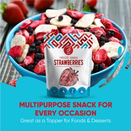 Crispy Craze Freeze Dried Strawberries Bulk, 6 Oz - Sliced Strawberry Fruit Crisps, Non GMO, Healthy Snack with No Added Sugar & Additives, 100% Natural Freeze Dried Fruit