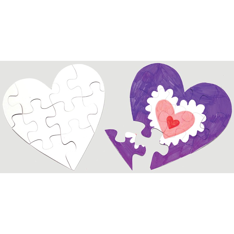 Baker Ross Heart Colouring Puzzles (Pack of 10)