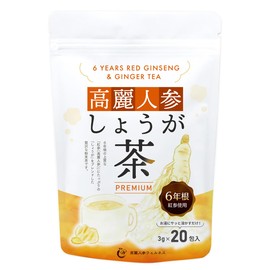 高麗人参しょうが茶 PREMIUM（20包入）／ 高麗紅参茶 高麗人参茶 しょうが茶 生姜茶 紅参茶 人参茶 サポニン ginseng (1袋)