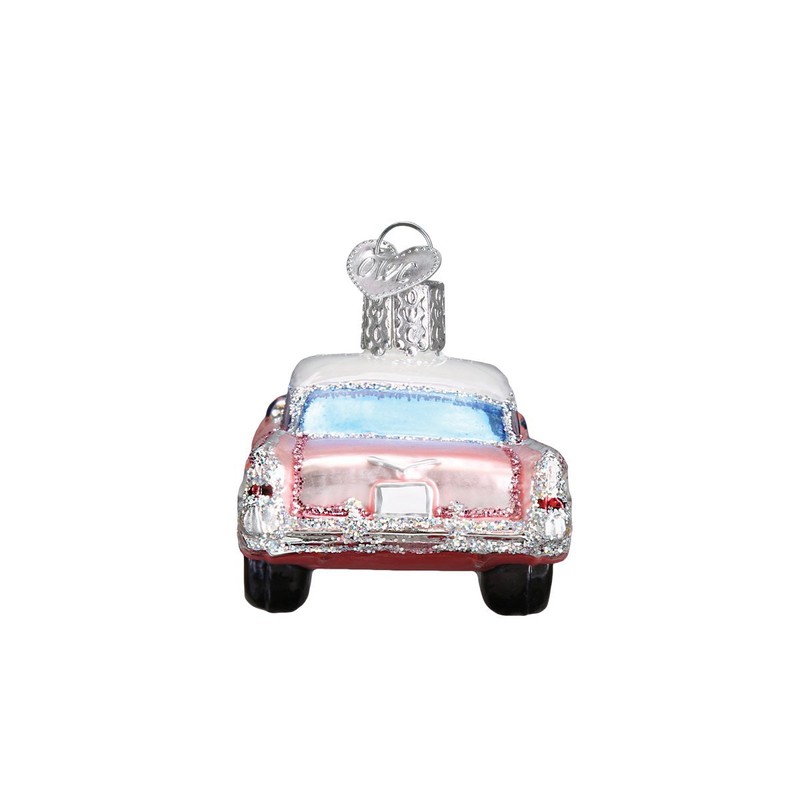 Old World Christmas Glass Blown Ornament Classic Car (46023), Pink