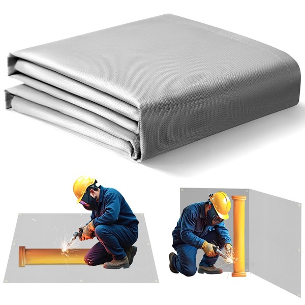Heavy Duty Welding Blanket, 6x8ft Silicone Coated Fiberglass Welding Curtain