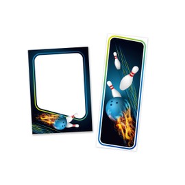 Minkocards 6 Bookmarks + 6 Notepads + 6 Gift Bags (Natural) + 6 Stickers Bowling Cones Bowling Party Bag Set Guest Gifts for Children's Birthday Girls Birthday Boys Birthday