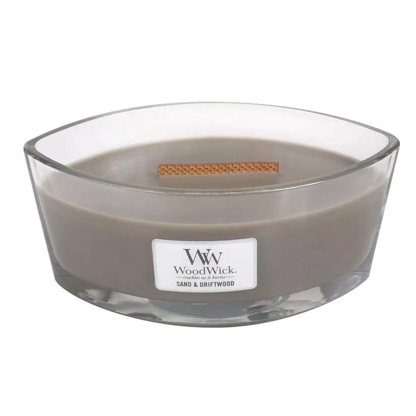 WoodWick Ellipse Scented Candle, Sand & Driftwood, 16oz | Up to 50 Hours Burn Time
