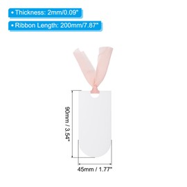 PATIKIL Place Cards for Table Setting 3.5" x 1.8", 10 Pcs Acrylic Name Cards with Ribbon for Wedding Banquets Events Table Setting Reserved Signs Party Supplies, Style a White