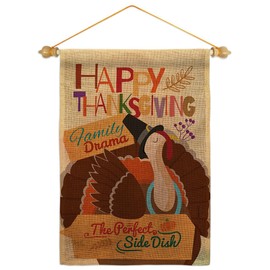 Breeze Decor Thanksgiving Wood Dowel Set Wooden Rod Home Decor Burlap Banner Flag Pole Room Outdoor Indoor Hanger Poster Sign Perfect Side Dish Wall Tapestry, Fall Gifts Made in USA