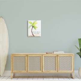 Stupell Industries Tropical Breeze & Palm Trees Phrase Soft Beach, Designed by Lanie Loreth Canvas Wall Art, 16 x 20, Green