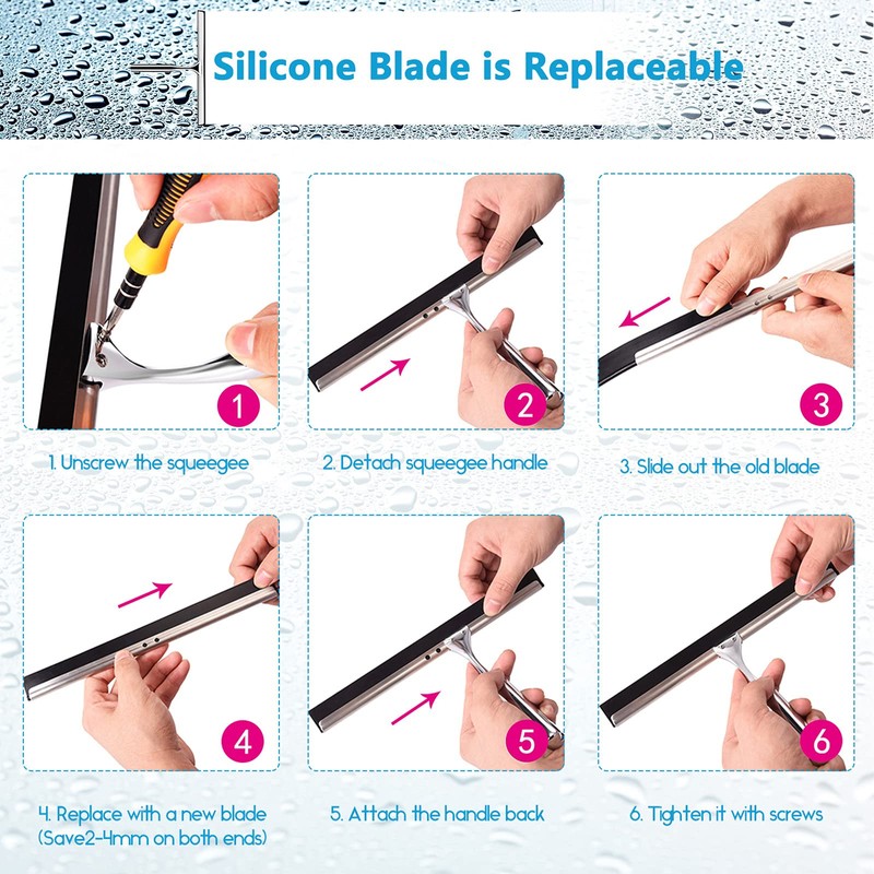 Love-KANKEI Shower Squeegee Window Squeegee with Rubber Lip Includes 1