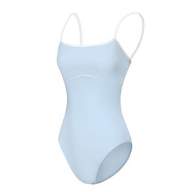 ModLatBal Women's Camisole Leotard with Adjustable Straps for Ballet Dance Leotards, Light-blue/White Line, X-Large