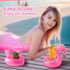 Kleeblatt Bachelorette Pool Floats Drink Holder,12 Pcs Pink Inflatable Pool Float, Pool Floaties for Girl Dolls,Bachelorette Pool Party Decorations, Cute Funny Donut Flamingo Love Shell Floating Cup