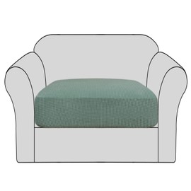 H.VERSAILTEX - Fundas de cojín de asiento individual de alta elasticidad, fundas de cojín de sofá con tela de sarga texturizada jacquard (1 paquete para 1 silla de cojín, salvia, S)