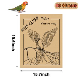 RUENXG Bird Cage Liner 50 PCS Bird cage Liner Paper Disposable Cage Paper Liners Precut Absorbent Cushion Pad Mat Parrot Cage Sandpapers Cushion Pad Pet Bedding Accessories 19.6x15.6inch ﻿