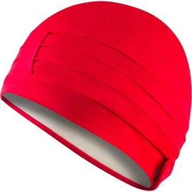 Aqua Speed Badekappe Damen | Retro Schwimmkappe | rote Badehaube Frauen | Schwimmkappe rot schick | Womens Bathing Cap | Schwimmmütze | Elegante Bademütze | Polyester | Red | Ladies Cap