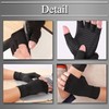 BUZZxSELECTION GB012 Men's Fingerless Gloves, Half Leather, Compression, PC PC