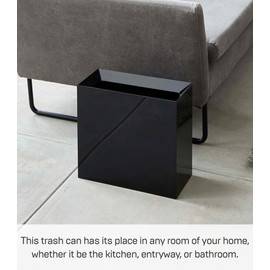 Yamazaki Home Trash Can-Modern Garbage Waste Basket with Handle for Kitchen Bedroom Bathroom Office | Plastic, Tall, Black
