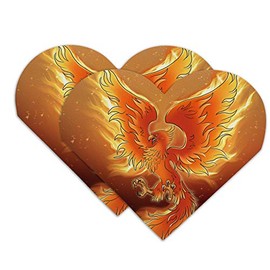 Phoenix Rising from The Flames Heart Faux Leather Bookmark - Set of 2