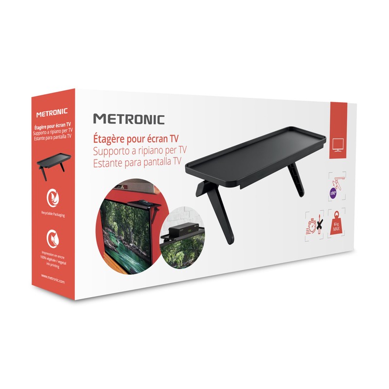 Metronic 451074 TV Shelf, Monitor Mount, Multimedia Boxes, Speakers, Black