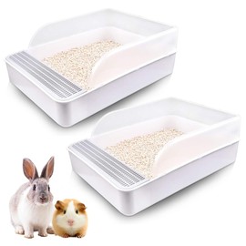 Tfwadmx Pet Small Rabbit Litter Box Toilet, 2 Pcs Bunny Rectangle Potty Trainer, Corner Litter Box Pet Pan for Small Animal/Rabbit/Guinea Pig/galesaur/Ferret,etc