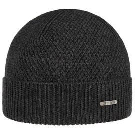 Stetson Rodrick Merino Beanie Knitted Hat Wool Hat Women / Men - Made in Italy with Envelope Autumn Winter, charcoal
