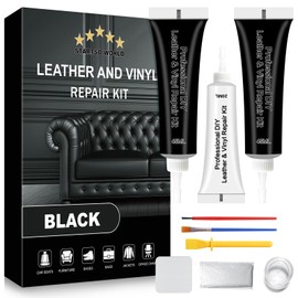 STARTSO WORLD Black Leather Repair Kit, Vinyl Repair kit for Car Interiors, Furniture, Couches, Car Seat, Sofa, Jacket and Purse, Restores Faux, Artificial, Genuine Pleather