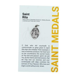 1" Saint Rita Medal with Prayer Card | Durable and Detailed Charm | Pendant Medal Carded with Prayer | Christian Jewelry, Metal