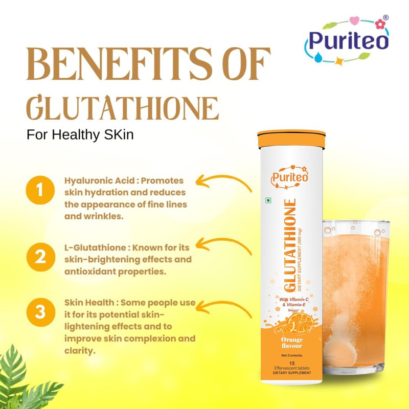 PURITEO PURITEO Glutathione 15 Effervescent Tablets with Vitamin C &