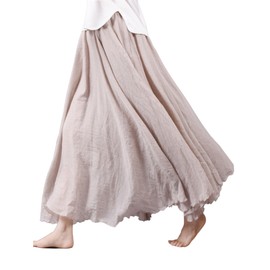 Women's Cotton Long Skirt, Double Stitched, Elasticated Waistband, Plain Colours